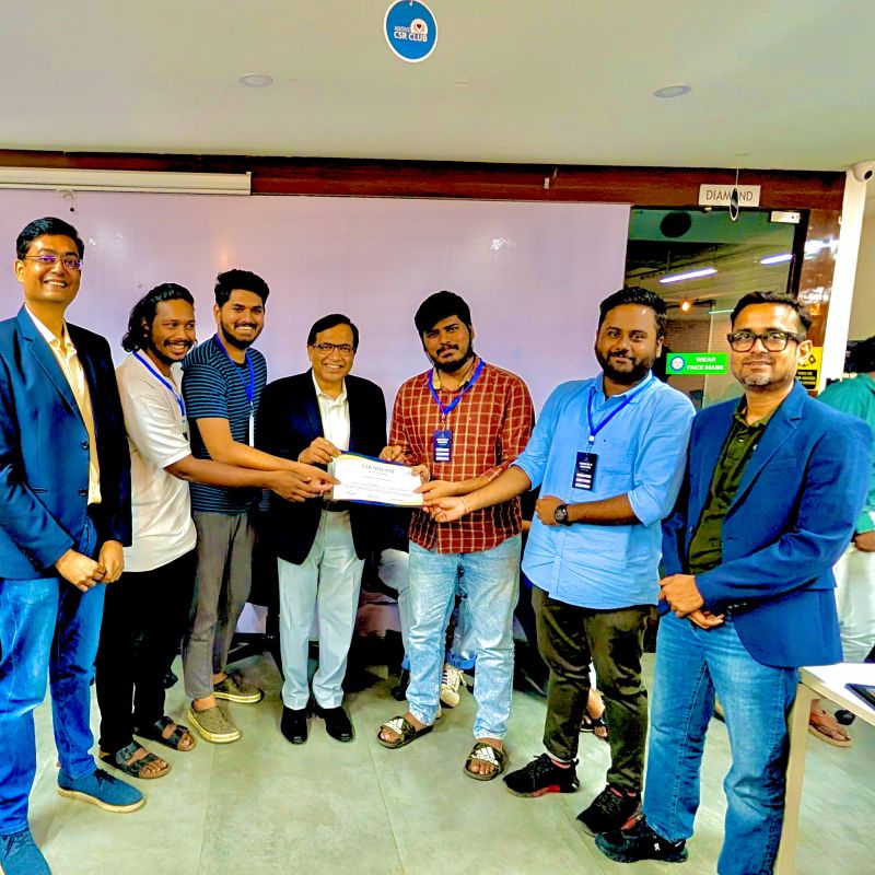 Sushruth with his team receiving the Apex Neural hackathon award